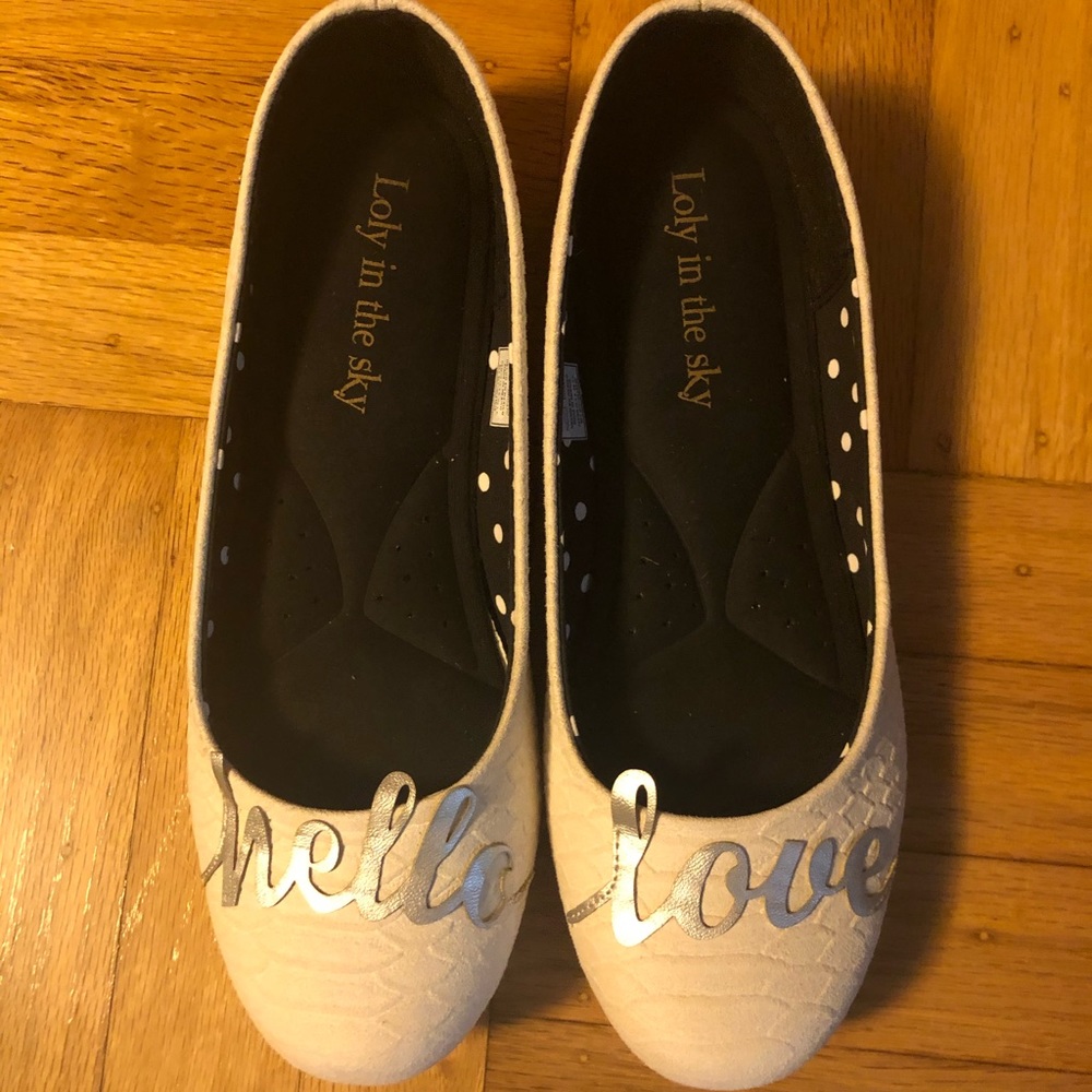 Size 8 beige flats Hello Love ModCloth new worn